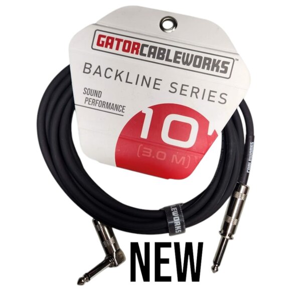 NEW 10' Electric Guitar Cable Cableworks 10 Foot Straight to Right Angle Gator - Picture 1 of 10